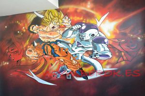 Graffiti Goku Vs Freezer Habitacion Juvenil 300x100000
